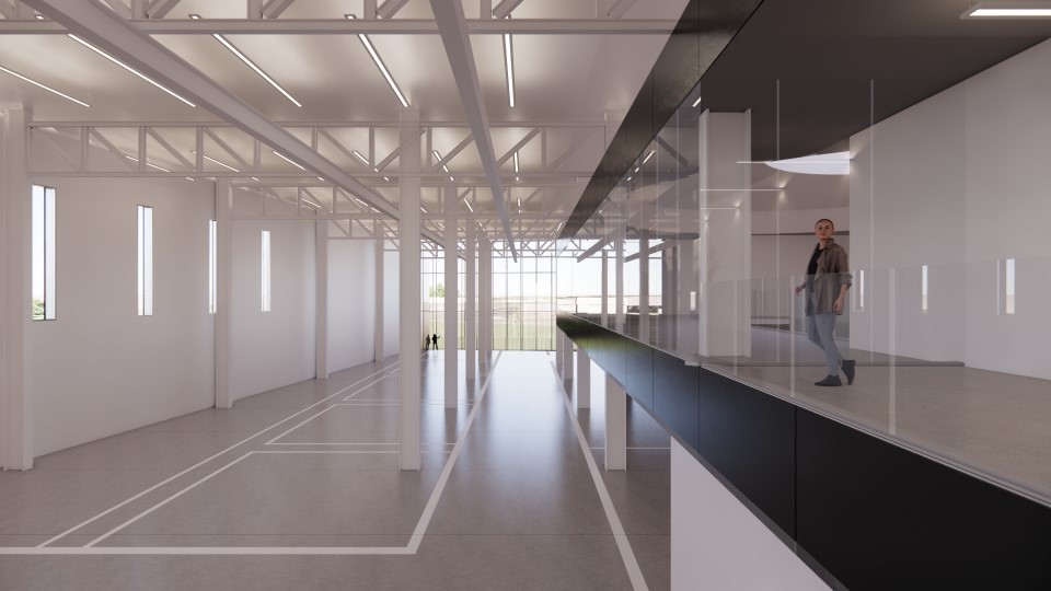Rendering of high-bay manufacturing lab space at the Missouri s&T Protoplex.